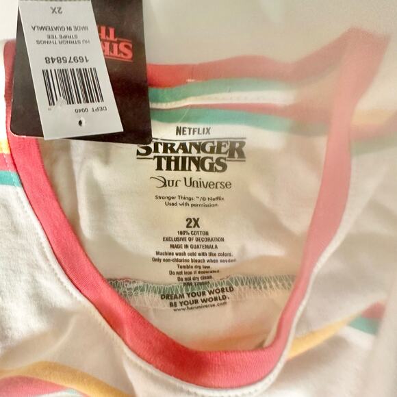 Our Universe NWT Stranger Things Women's 2X Chibi Demogorgon Striped T-Shirt - Picture 5 of 7